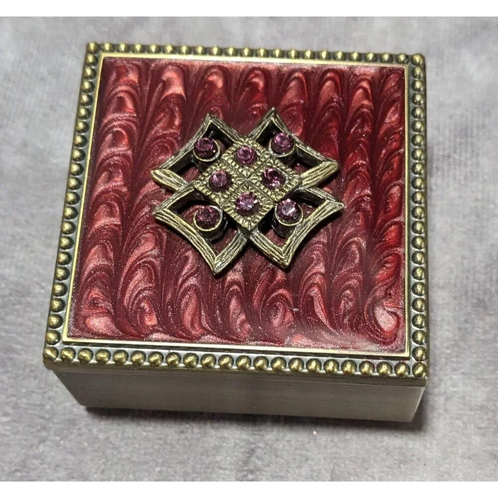Rhinestone Enamel Trinket Box